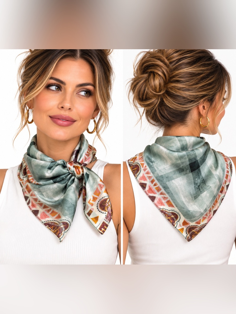 Geometric silk Patterned Scarf